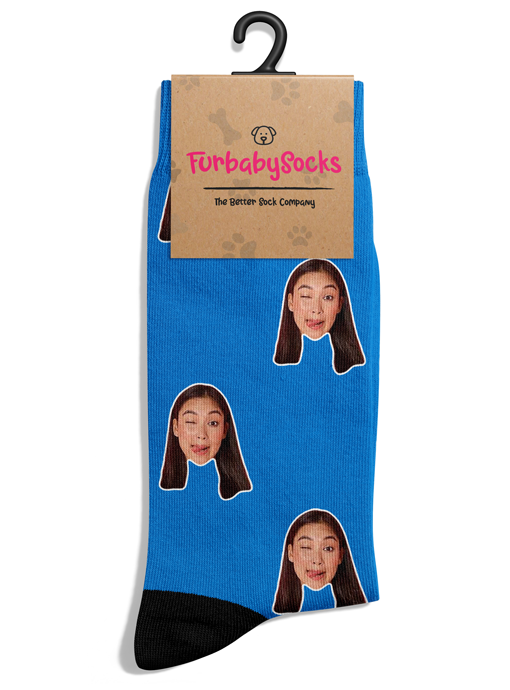 Blue Custom Face Socks